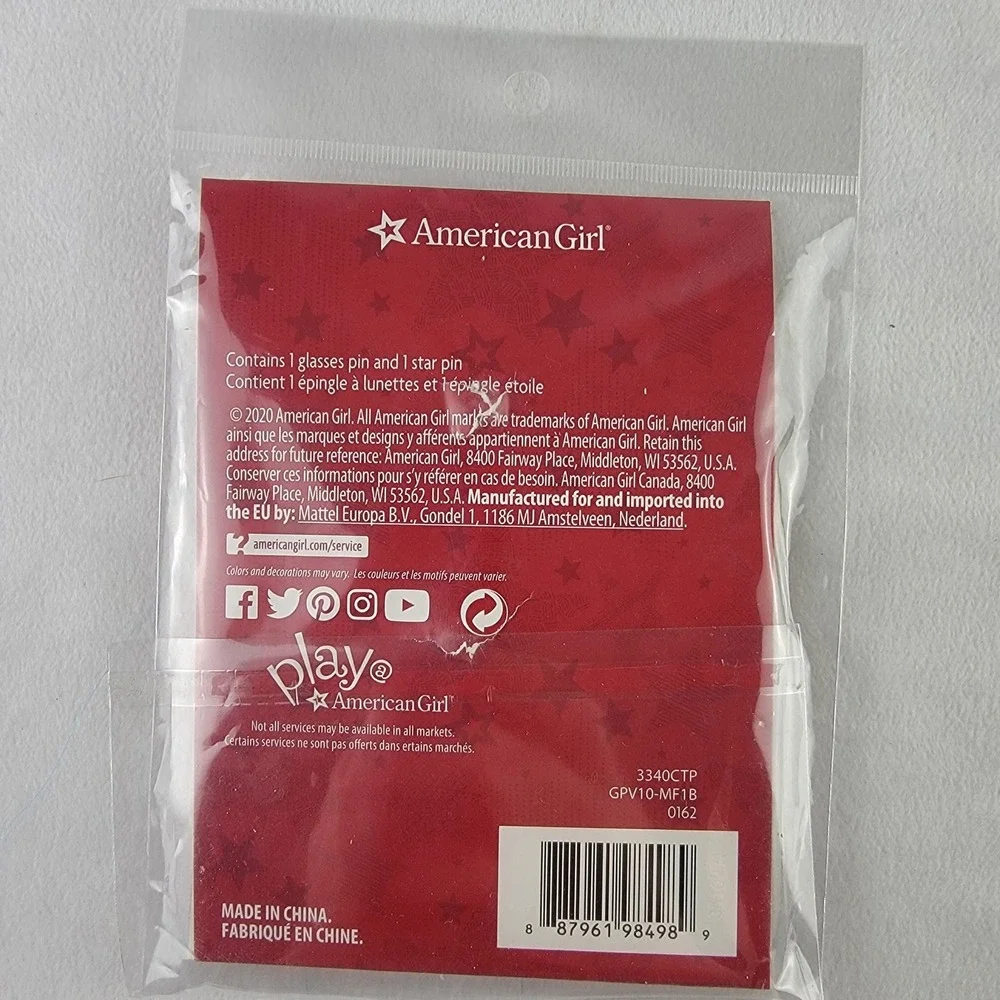 American Girl Pins for Girls Set Pink Sunglasses and Star Enamel Pins NEW 2020